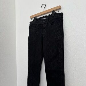 Express Black Coated Snakeskin Print Women’s Skinny Jeans